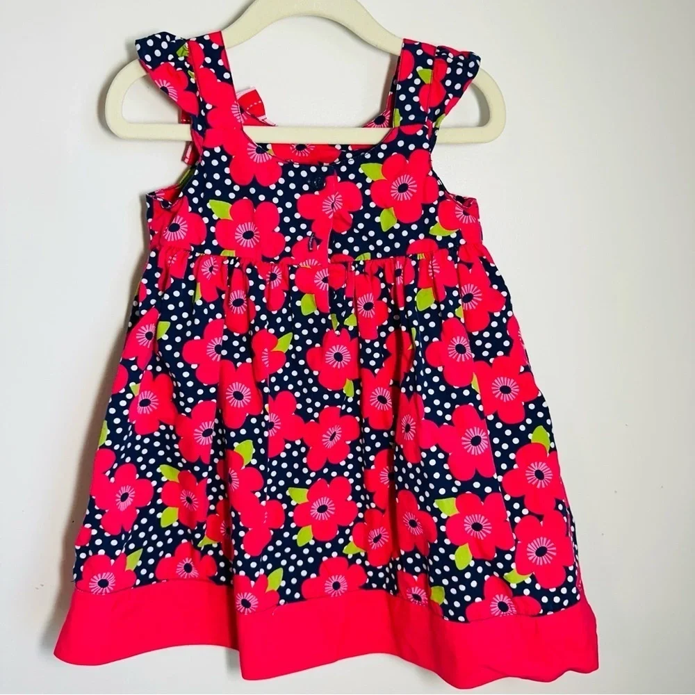 Gymboree Easter Spring Dress, Sz 18-24 mo, Navy & Coral Floral